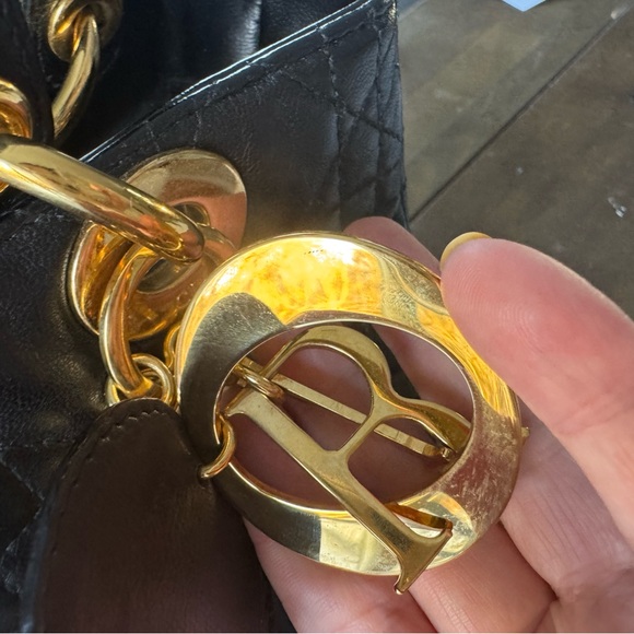 Christian Dior Medium Lady  Black and gold - Picture 3 of 11